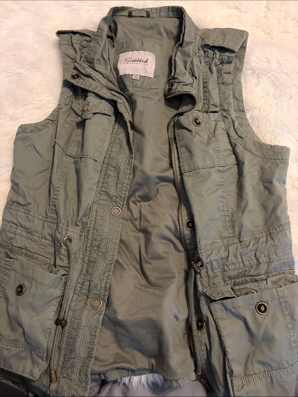 Sundry Olive Utility Cargo Vest with Front Pockets snobbish brand size large